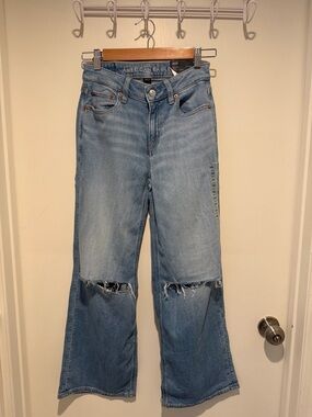 American Eagle Outfitters Dreamy Drape Baggy Wide-Leg Jeans NWT 000 SHORT